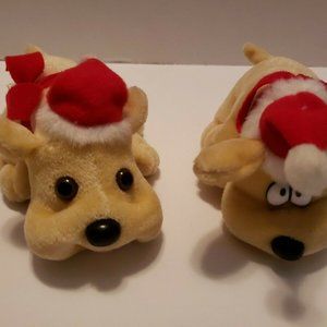 Lot Of 2 Vintage Kennel Kuddlees Christmas Dogs